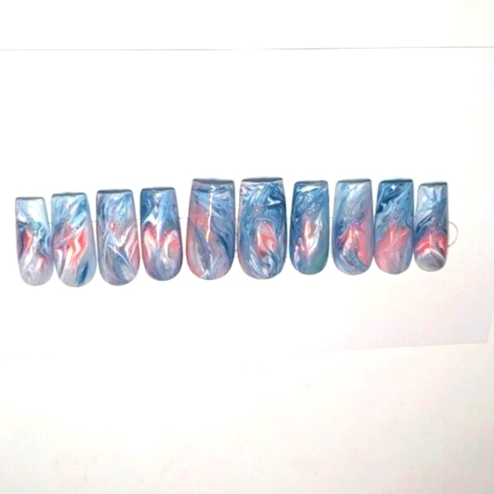 Ladies Hand Crafted Custom 10pc Small Acrylic presson nails sz Small